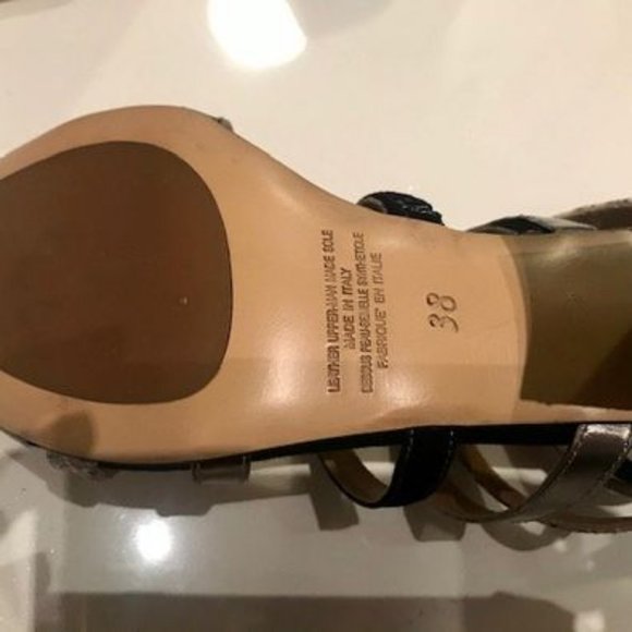 Black and metalic Leather strappy heels - Picture 2 of 2